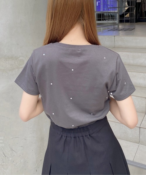 INGNI(イング)の「ラインストーン飛ばしTシャツ(Tシャツ/カットソー・レディース・オフホワイト/ライトピンク/チャコールグレー・M)」の18枚目の写真