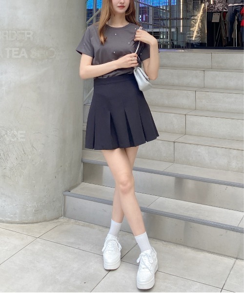 INGNI(イング)の「ラインストーン飛ばしTシャツ(Tシャツ/カットソー・レディース・オフホワイト/ライトピンク/チャコールグレー・M)」の20枚目の写真
