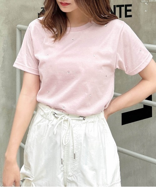 INGNI(イング)の「ラインストーン飛ばしTシャツ(Tシャツ/カットソー・レディース・オフホワイト/ライトピンク/チャコールグレー・M)」の22枚目の写真
