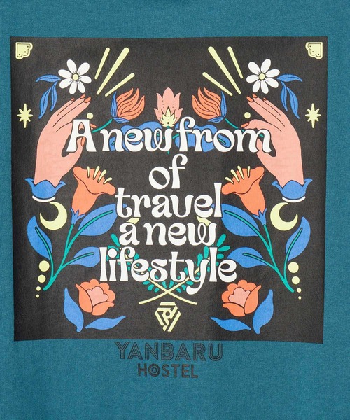  j.n.r.d（ジェー・エヌ・アール・ディー）の「【YANBARU HOSTELコラボ】j.n.r.d/YANBARU HOSTEL フォレストTシャツ（Tシャツ/カットソー・メンズ・グリーン/ホワイト・L/LL/M）」の13枚目の写真