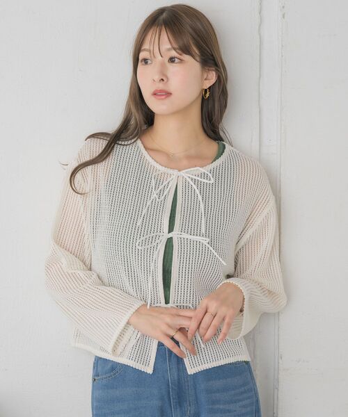 RETRO GIRL（レトロガール）の「フロントリボンメッシュカーデ（カーディガン/ボレロ・レディース・ブラック/レッド/グリーン/ナチュラル・FREE）」の19枚目の写真