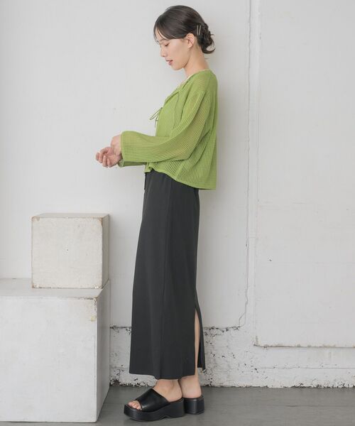 RETRO GIRL（レトロガール）の「フロントリボンメッシュカーデ（カーディガン/ボレロ・レディース・ブラック/レッド/グリーン/ナチュラル・FREE）」の5枚目の写真