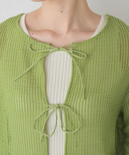 RETRO GIRL（レトロガール）の「フロントリボンメッシュカーデ（カーディガン/ボレロ・レディース・ブラック/レッド/グリーン/ナチュラル・FREE）」の11枚目の写真