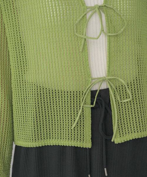 RETRO GIRL（レトロガール）の「フロントリボンメッシュカーデ（カーディガン/ボレロ・レディース・ブラック/レッド/グリーン/ナチュラル・FREE）」の12枚目の写真