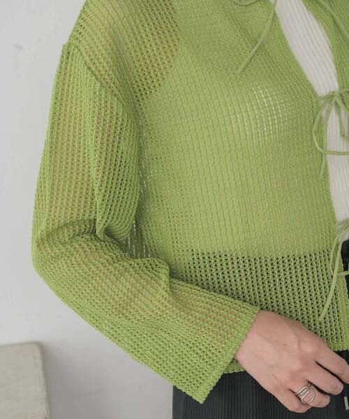 RETRO GIRL（レトロガール）の「フロントリボンメッシュカーデ（カーディガン/ボレロ・レディース・ブラック/レッド/グリーン/ナチュラル・FREE）」の13枚目の写真