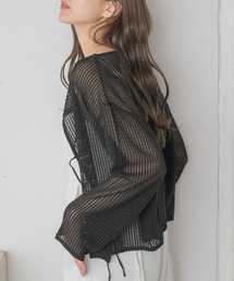 フロントリボンメッシュカーデ