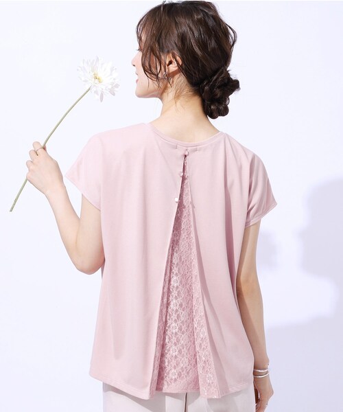 DRESKIP（ドレスキップ）の「◆【UV】後ろ姿に技あり バックレーストップス（Tシャツ/カットソー・レディース・ブラック/ピンク系/オフホワイト/サックスブルー・04/03/02）」の4枚目の写真