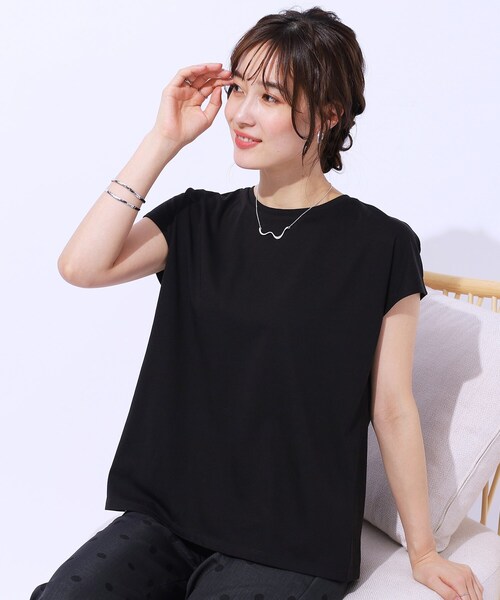 DRESKIP（ドレスキップ）の「◆【UV】後ろ姿に技あり バックレーストップス（Tシャツ/カットソー・レディース・ブラック/ピンク系/オフホワイト/サックスブルー・04/03/02）」の2枚目の写真