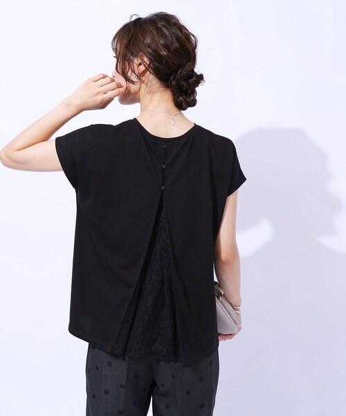 DRESKIP（ドレスキップ）の「◆【UV】後ろ姿に技あり バックレーストップス（Tシャツ/カットソー・レディース・ブラック/ピンク系/オフホワイト/サックスブルー・04/03/02）」の6枚目の写真