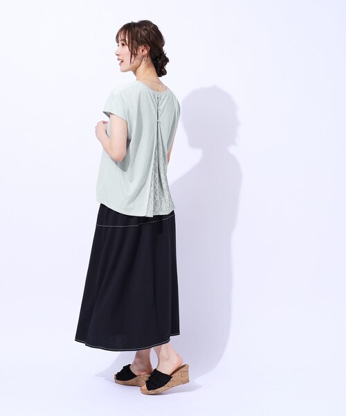 DRESKIP（ドレスキップ）の「◆【UV】後ろ姿に技あり バックレーストップス（Tシャツ/カットソー・レディース・ブラック/ピンク系/オフホワイト/サックスブルー・04/03/02）」の11枚目の写真