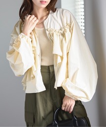 【MAISON BREEZE reveur】フリルギャザー ショートブルゾン trc