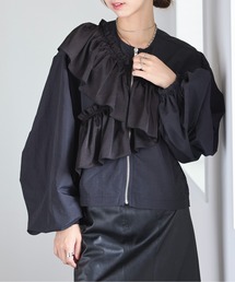 【MAISON BREEZE reveur】フリルギャザー ショートブルゾン trc