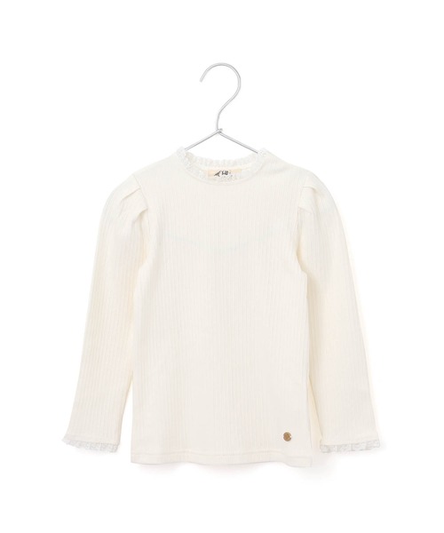 MAKE YOUR DAY（メイクユアデイ）の「フリルテレコリブ無地長袖Tシャツ■150.160cm（Tシャツ/カットソー・キッズ・ブラック/ブルー/アイボリー/ピンク・150/160）」の3枚目の写真