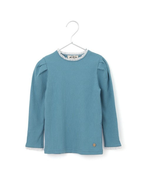 MAKE YOUR DAY（メイクユアデイ）の「フリルテレコリブ無地長袖Tシャツ■150.160cm（Tシャツ/カットソー・キッズ・ブラック/ブルー/アイボリー/ピンク・150/160）」の4枚目の写真