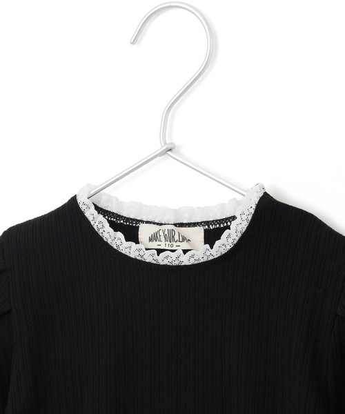 MAKE YOUR DAY（メイクユアデイ）の「フリルテレコリブ無地長袖Tシャツ■150.160cm（Tシャツ/カットソー・キッズ・ブラック/ブルー/アイボリー/ピンク・150/160）」の9枚目の写真