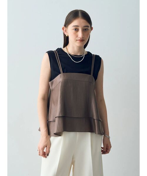 YECCA VECCA（イェッカヴェッカ）の「シャイニーオーバーキャミ（キャミソール・レディース・ブラック/アイボリー/モカ・FREE）」の15枚目の写真