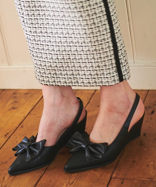 31 Sons de mode（トランテアン　ソン　ドゥ　モード）の「リボンパンプス（パンプス・レディース・ブラック/ピンク/シルバー・S/M/L）」の4枚目の写真