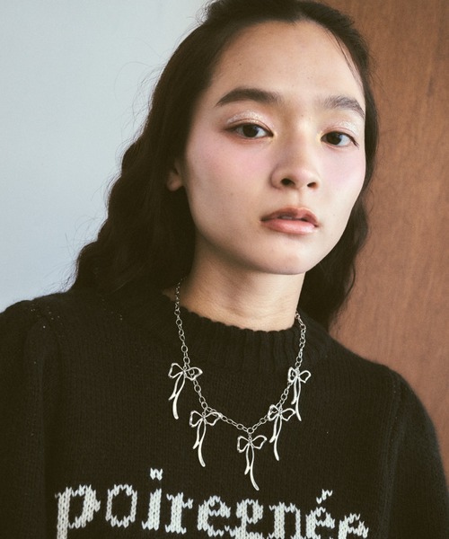 poiregnee（ポワニェ）の「［select］リボンチョーカー（ネックレス・レディース・シルバー・FREE）」の2枚目の写真