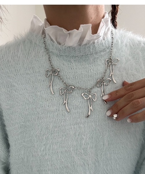 poiregnee（ポワニェ）の「［select］リボンチョーカー（ネックレス・レディース・シルバー・FREE）」の10枚目の写真