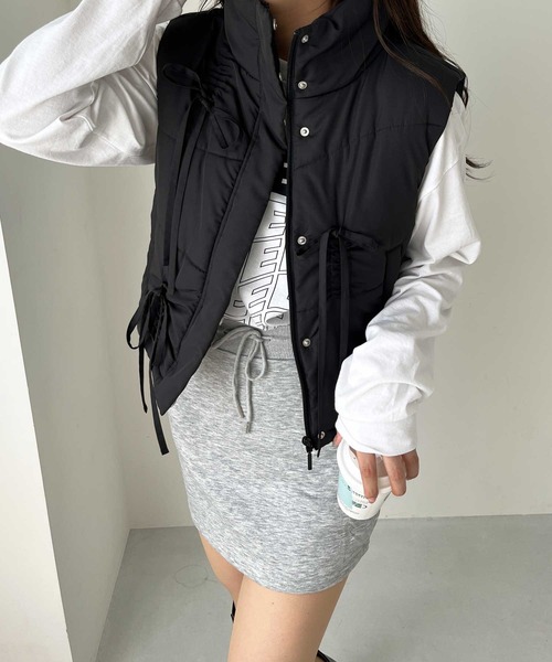 セール】リボンフェイクダウンベスト（ダウンベスト）｜nelliy