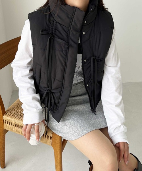 セール】リボンフェイクダウンベスト（ダウンベスト）｜nelliy