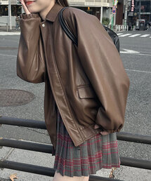 CIAOPANIC | 【2024AW】【ユニセックス】オーバーサイズフェイクレザージャケット(ブルゾン)