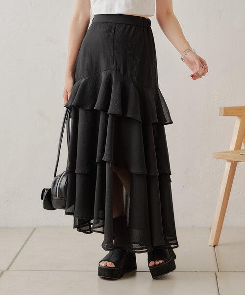 Chico（チコ）の「【再販開始！】イレヘムティアードスカート（スカート・レディース・ホワイト系その他2/ブラック系その他2/ブラック・FREE）」の2枚目の写真