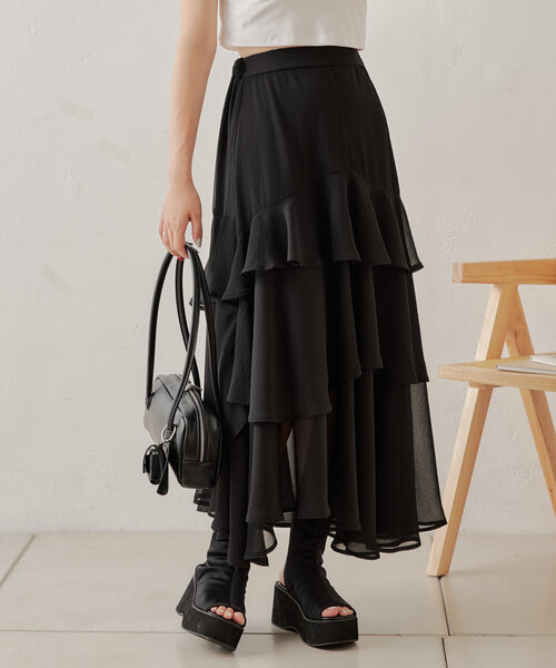 Chico（チコ）の「【再販開始！】イレヘムティアードスカート（スカート・レディース・ホワイト系その他2/ブラック系その他2/ブラック・FREE）」の9枚目の写真