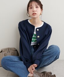 金釦ノーカラーダンボールブルゾン