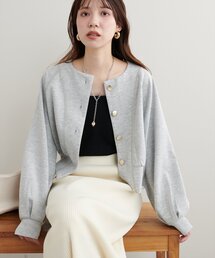 金釦ノーカラーダンボールブルゾン