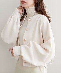 natural couture | 金釦ノーカラーダンボールブルゾン(ブルゾン)