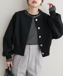 金釦ノーカラーダンボールブルゾン