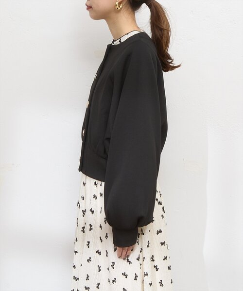 natural couture(ナチュラルクチュール)の「金釦ノーカラーダンボールブルゾン(ブルゾン・レディース・ネイビー/オフホワイト/グレー/ブラック・FREE)」の21枚目の写真