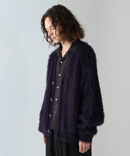 HARE(ハレ)の「SOFTロングシャギーカーディガン(HARE)(カーディガン/ボレロ・メンズ・イエロー/グリーン/グレー/ブルー/ブラック/パープル・SMALL/MEDIUM)」の10枚目の写真