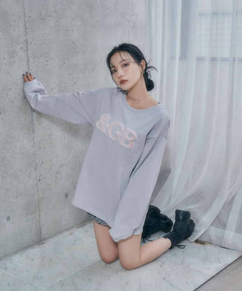 未着用！ANDGEEBEE アンジービー ユニセックス ロゴファーロンT グレー セール】UNISEX ロゴファーロンT（Tシャツ/カットソー