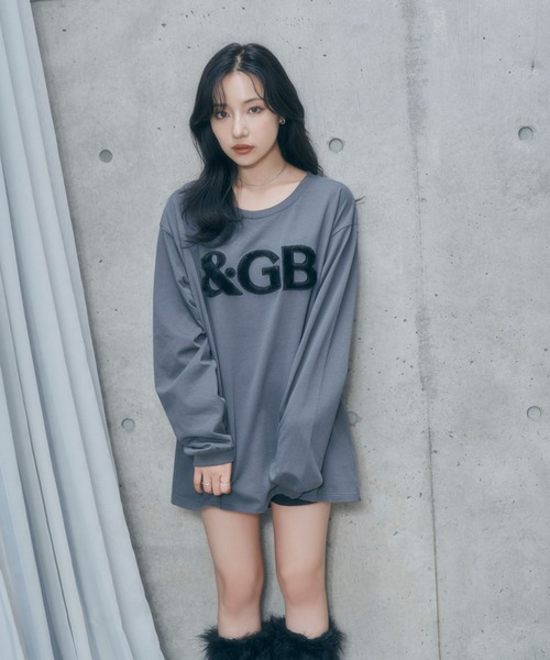 ANDGEEBEE（アンジービー）の「UNISEX ロゴファーロンT（Tシャツ/カットソー・レディース・チャコールグレー/ライトグレー・FREE）」の6枚目の写真