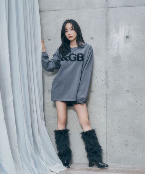 ANDGEEBEE（アンジービー）の「UNISEX ロゴファーロンT（Tシャツ/カットソー・レディース・チャコールグレー/ライトグレー・FREE）」の8枚目の写真