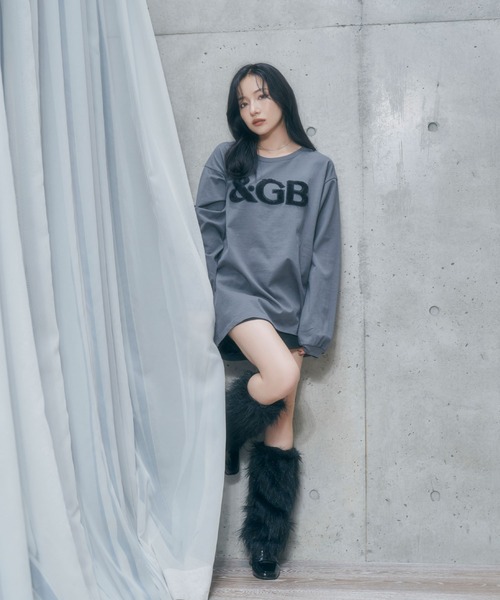 ANDGEEBEE（アンジービー）の「UNISEX ロゴファーロンT（Tシャツ/カットソー・レディース・チャコールグレー/ライトグレー・FREE）」の9枚目の写真