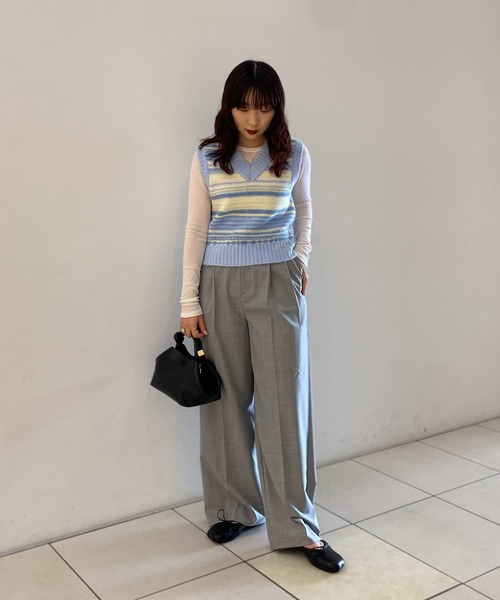 GANNI（ガニー）の「GANNI　Soft Wool Stripe Vest（ベスト・レディース・ライトブルー・SMALL）」の7枚目の写真