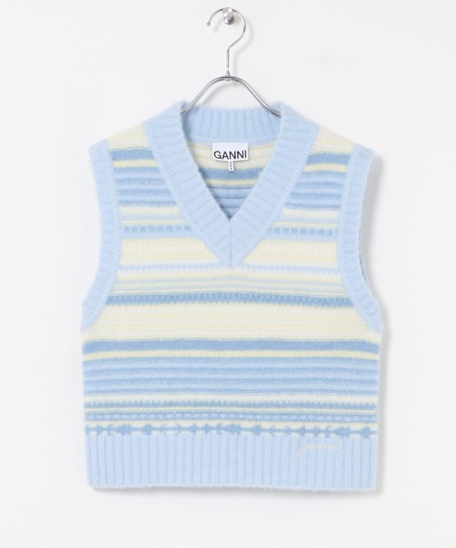 GANNI（ガニー）の「GANNI　Soft Wool Stripe Vest（ベスト・レディース・ライトブルー・SMALL）」の6枚目の写真