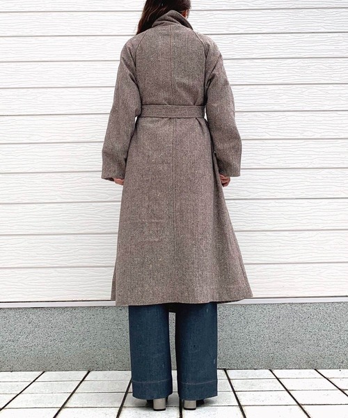 Q（キュー）の「ヘリンボーンスタンドロングコート（その他アウター