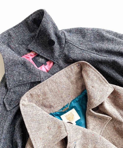 【セール】ヘリンボーンスタンドロングコート（その他アウター）｜Q（キュー）