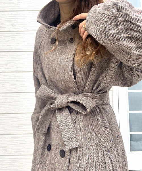 Stola. ヘリンボーンスタンドコート ロングコート Q（キュー）の