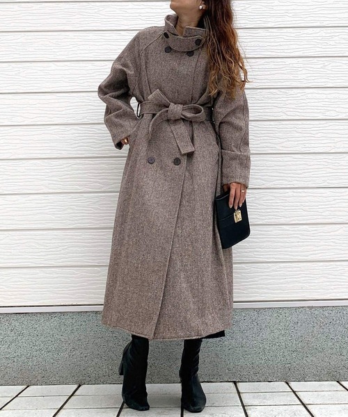 Stola. ヘリンボーンスタンドコート ロングコート Q（キュー）の