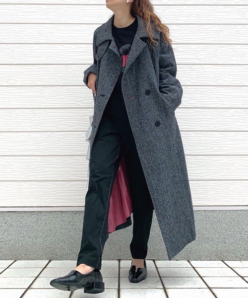 Q（キュー）の「ヘリンボーンスタンドロングコート（その他アウター