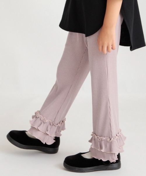 BRANSHES（ブランシェス）の「裾フリルリブパンツ（その他パンツ・キッズ・グレイッシュベージュ/ブラック/ラベンダー・90/100/110/120/80/130/140/150）」の3枚目の写真