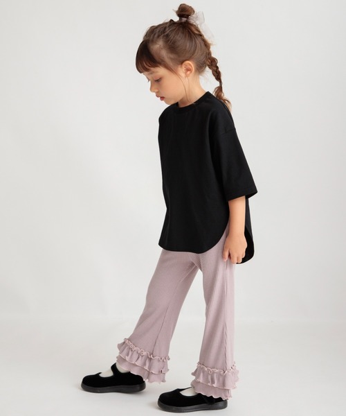 BRANSHES（ブランシェス）の「裾フリルリブパンツ（その他パンツ・キッズ・グレイッシュベージュ/ブラック/ラベンダー・90/100/110/120/80/130/140/150）」の5枚目の写真