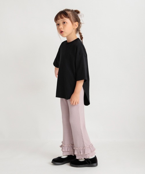 BRANSHES（ブランシェス）の「裾フリルリブパンツ（その他パンツ・キッズ・グレイッシュベージュ/ブラック/ラベンダー・90/100/110/120/80/130/140/150）」の4枚目の写真