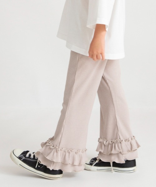 BRANSHES（ブランシェス）の「裾フリルリブパンツ（その他パンツ・キッズ・グレイッシュベージュ/ブラック/ラベンダー・90/100/110/120/80/130/140/150）」の9枚目の写真
