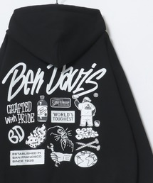 BEN DAVIS/ベンデイビス SELECTION ZIP HOODIE/オーバーサイズ 裏起毛 ストリート バックプリント ロゴ ワンポイント刺繍 スウェット ジップアップパーカー フーディー/レディース メンズ